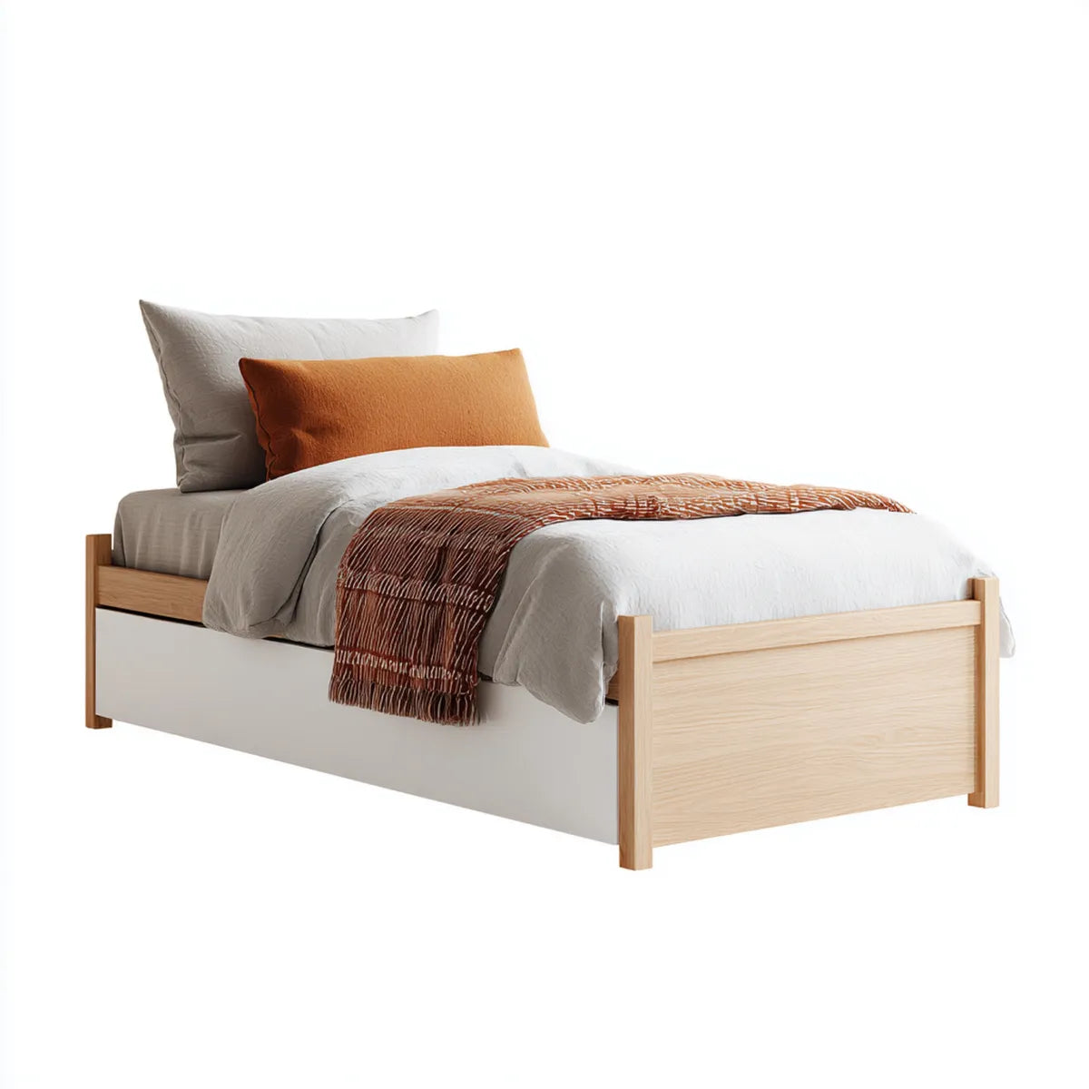 Łóżko pojedyncze naturalny biały 90 x 200 cm z litego drewna sosnowego i MDF prostokątny
