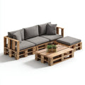 Sofa ogrodowa, Zestaw do palet trzyczęściowy szary brązowy z litego drewna sosnowego i poliestrowej prostokątnej sofy 240 x 80 x 70 cm
