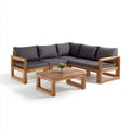 Sofa ogrodowa, Zestaw do barierki Ogrodowej L-shape przyroda szary 220 x 220 x 70 cm drewna acacia z stolikiem do kawy