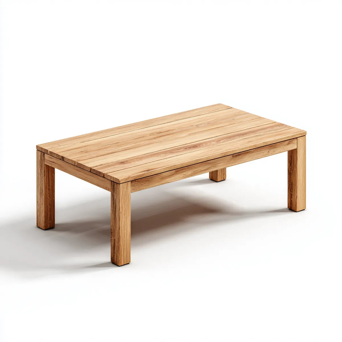 Stolik kawowy, Naturalny brązowy prostokątny stolik do kawy 110 x 60 x 45 cm w litym drewnie tekowym
