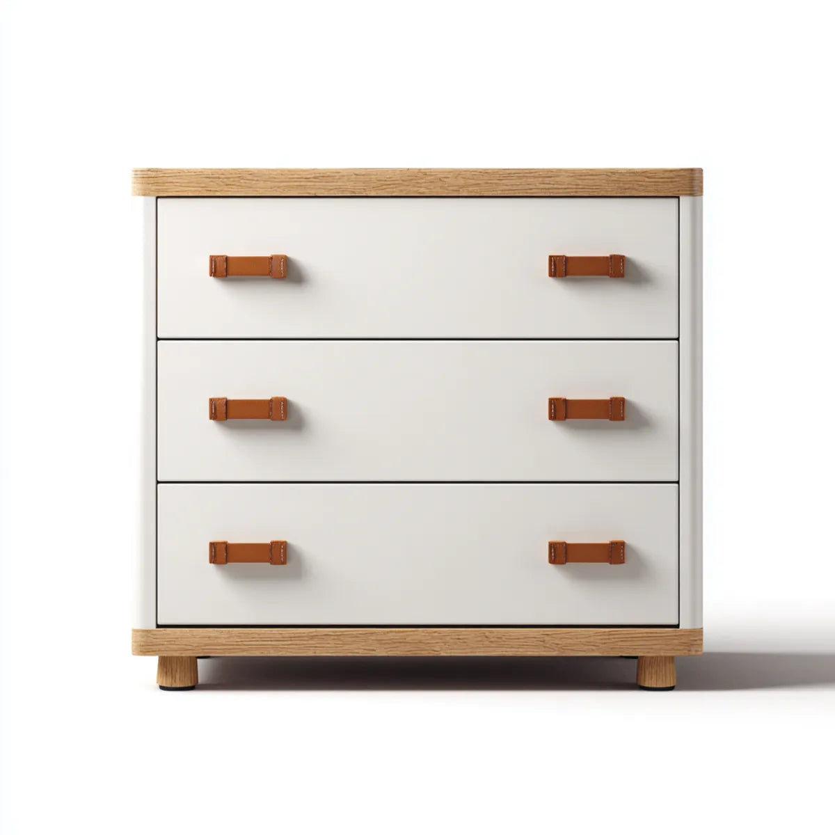 Komoda, 3 szuflady biały i prostokątna dąb w MDF 80 x 40 x 80 cm