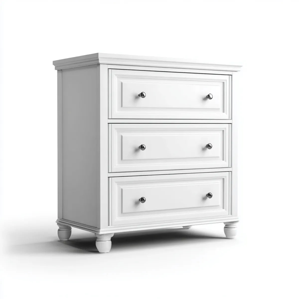 Komoda, Biała szafka 3 szuflady w MDF 80 x 45 x 90 cm prostokątna