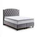 Łóżko dwuosobowe, Box Spring łóżko podwójne szary 180 x 200 cm poliester inclusive prostokątny z materac