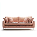 sofa 3-osobowa różowa z poliestrowym kordem pokrywa kształt prosty 220 x 92 x 84 cm