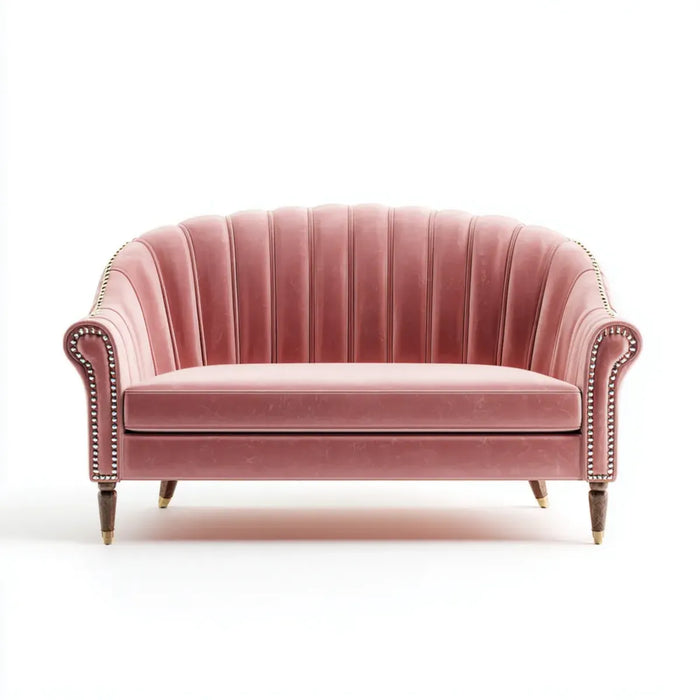 sofa 2-osobowa różowa 150 x 78 x 85 cm poliestrowy aksamit w kształcie skorupy