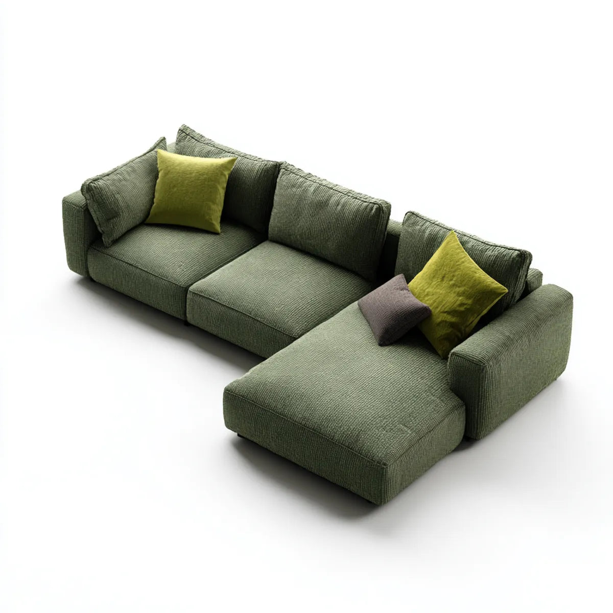 Sofa, Kanapa narożna z pokrywą z poliestru szezlongiem Grün 280 x 170 x 85 cm