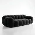 Sofa, 3- fotela czarny 230 x 100 x 72 cm z bookle poliester o zaokrąglonym kształcie
