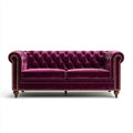 Sofa, Chesterfield Sofa 2-osobowa Bordeaux czerwony 178 x 82 x 76 cm poliester aksamit prosty