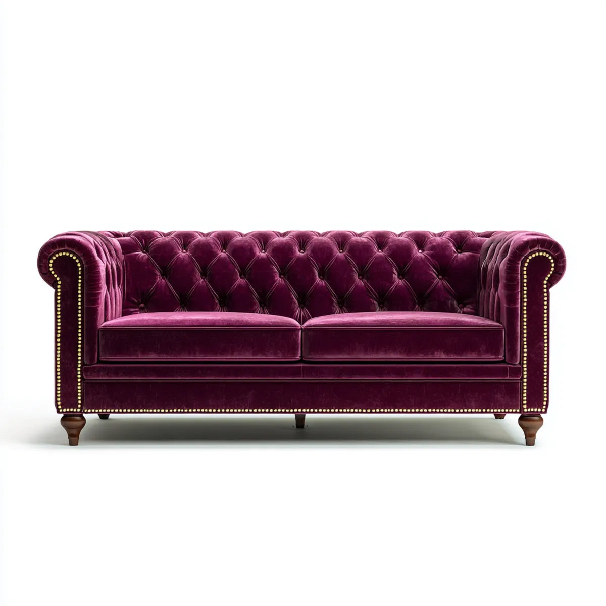 Sofa, Chesterfield Sofa 2-osobowa Bordeaux czerwony 178 x 82 x 76 cm poliester aksamit prosty