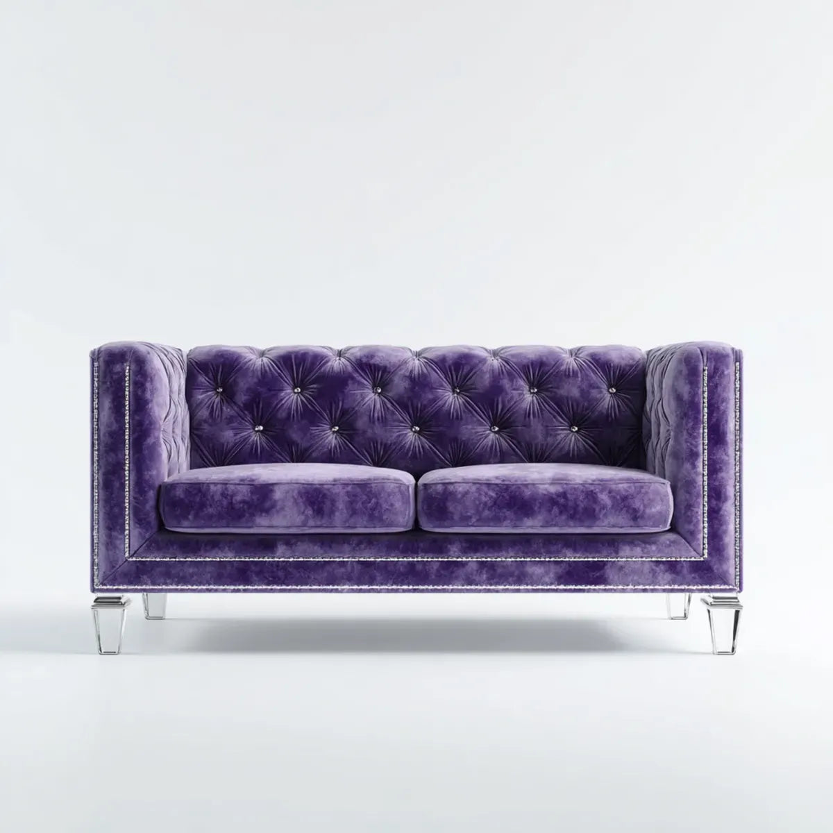 Sofa, 2-osobowa Chesterfield Sofa Lila 170 x 86 x 78 cm poliestrowy aksamitny prostokąt