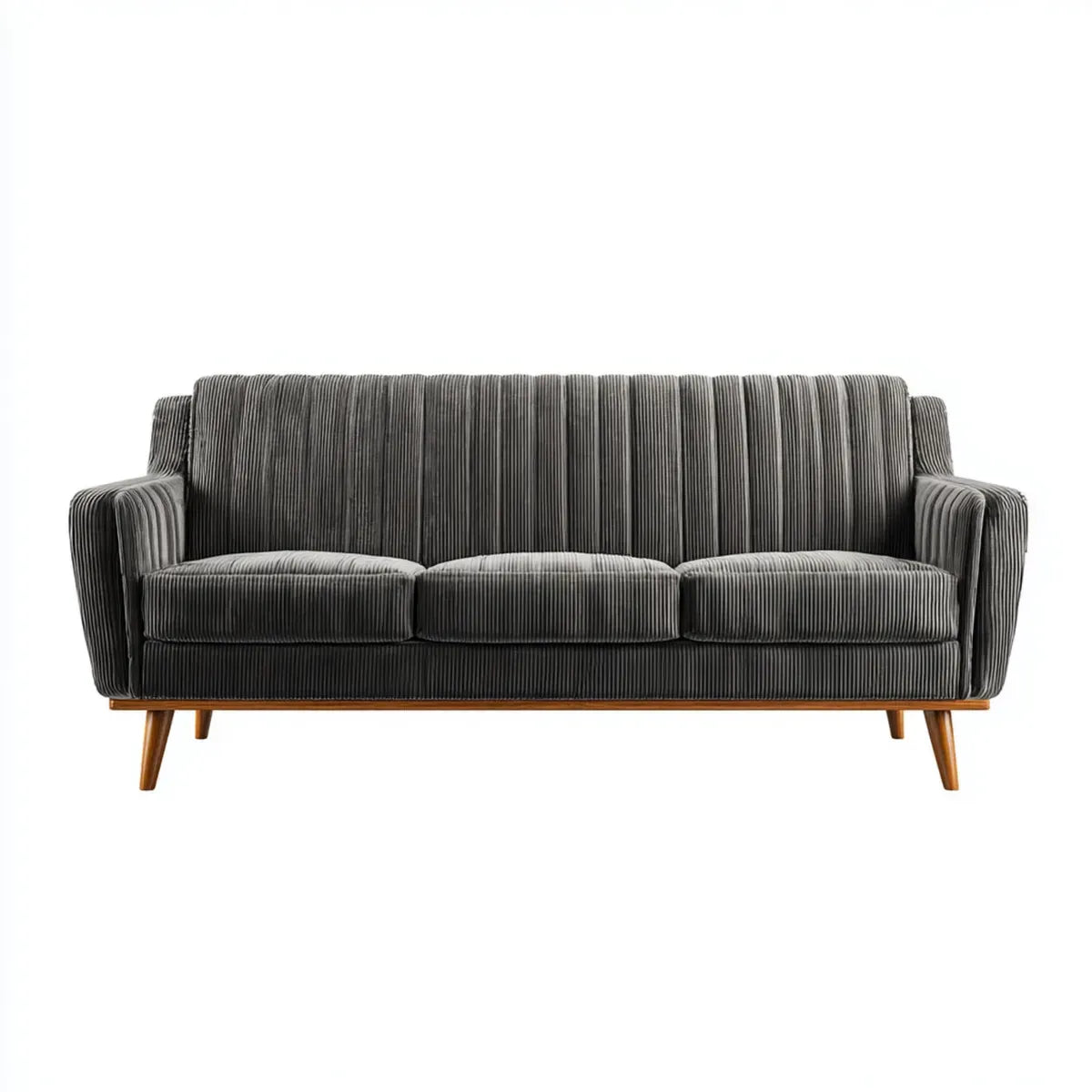 sofa 3-osobowa ciemnoszara z poliestrowego sznura zaledwie 200 x 85 x 85 cm