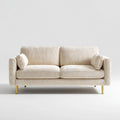 Sofa, 2-osobowa kanapa krem 180 x 85 x 80 cm z poliestrowym cienkim sznurem i metalowe nogi