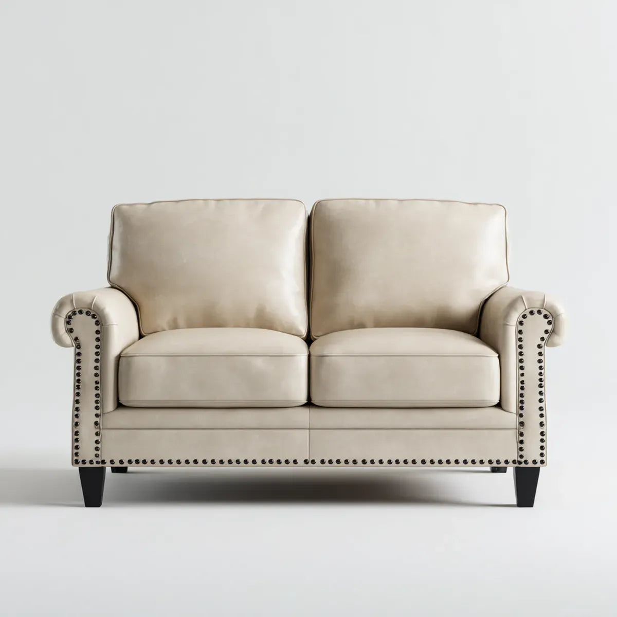 Sofa, 2-fotelikowa kanapa beżowa 160 x 90 x 90 cm PU- sztuczny prostokątna