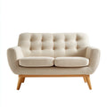 Sofa, 2-osobowa kanapa krem 140 x 80 x 85 cm poliester prostokątna