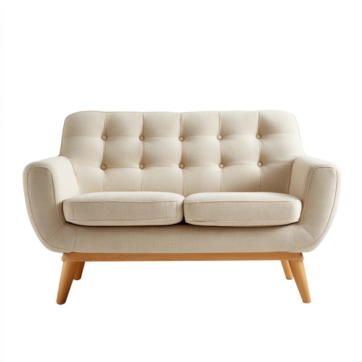 Sofa, 2-osobowa kanapa krem 140 x 80 x 85 cm poliester prostokątna