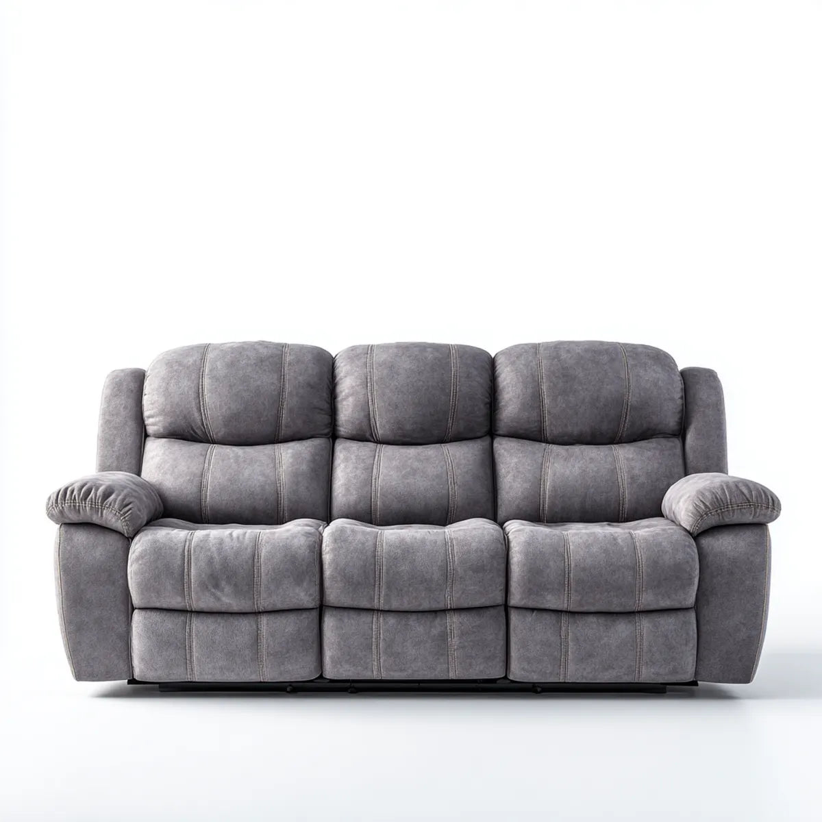 Sofa, 3-osobowy fotel Relax sofa szary poliester mikrofibry Prosty kształt 205 x 95 x 102 cm
