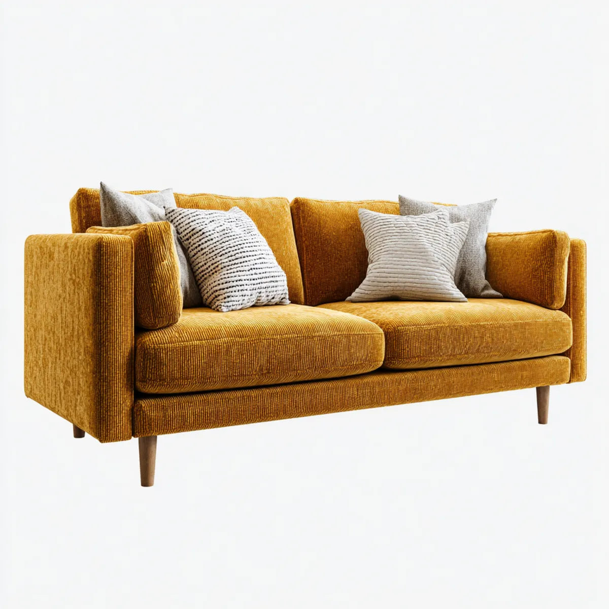 sofa 3-osobowa musztarda żółty 200 x 90 x 85 cm poliestrowy sznur prostokątna