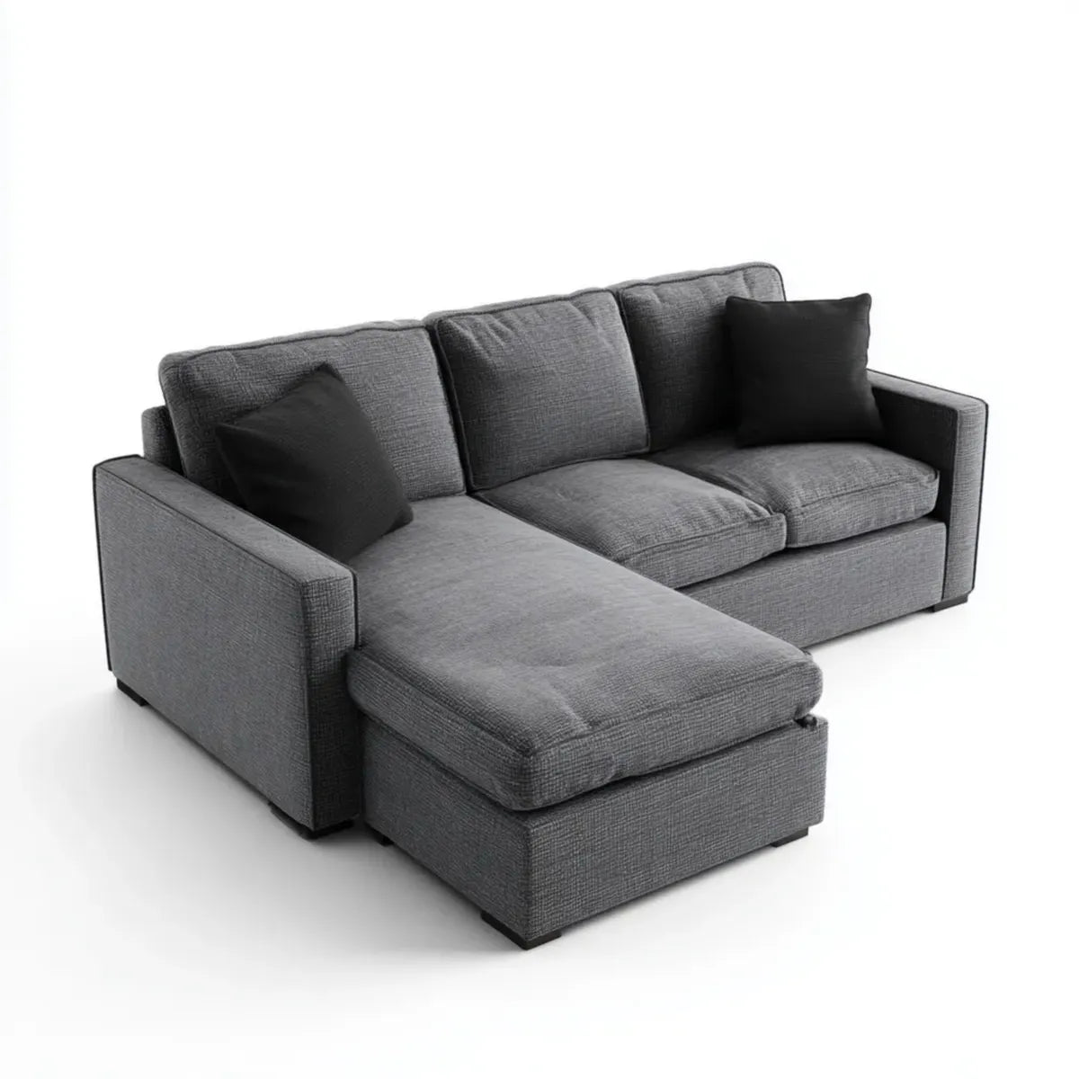 Sofa, Kanapa narożna z ciemnoszarym zwrotnikiem 250 x 160 x 85 cm poliestrowy kształt L
