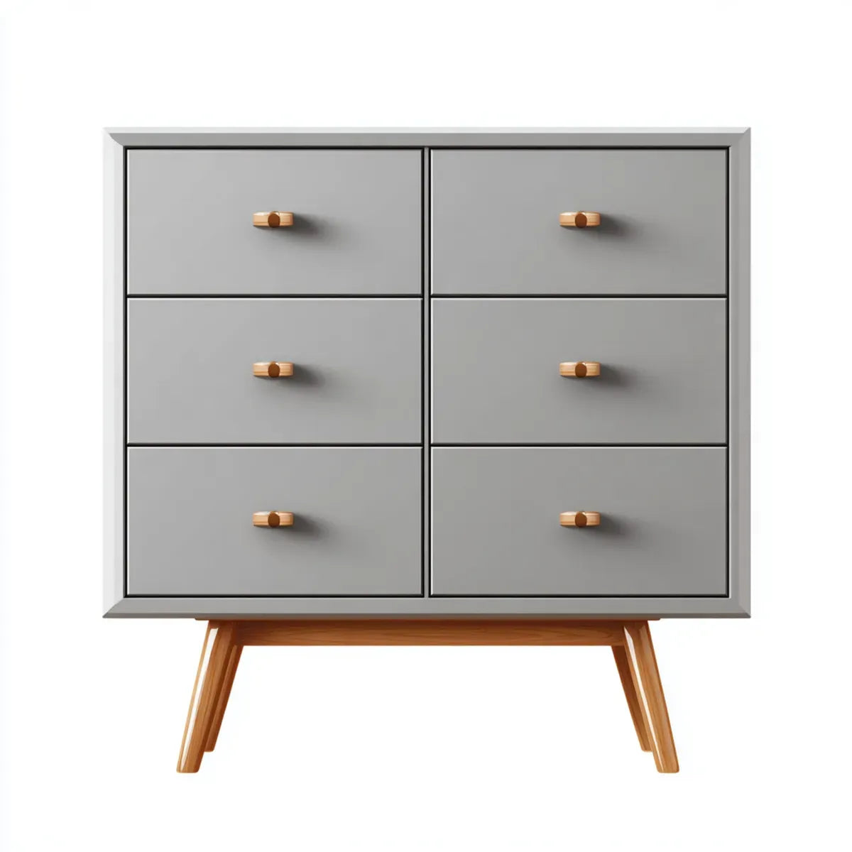 Komoda, Konmode 6 szuflady szary 120 x 40 x 110 cm w panelach MDF z nogami w prostokątnej sosnie stałej