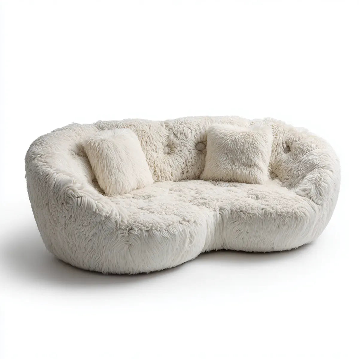 sofa 2-osobowa śmietana biała 190 x 105 x 75 cm poliester sztuczna sklejka ramka zakrzywiony kształt