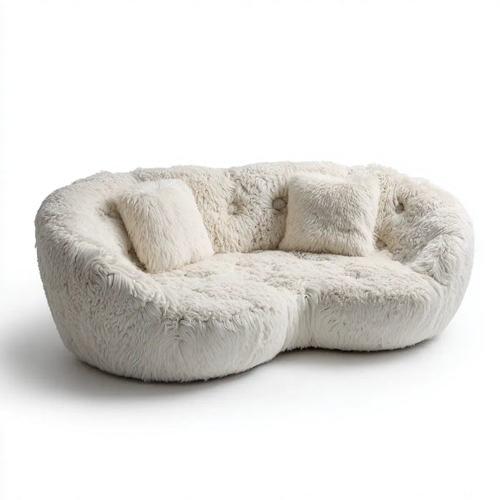 sofa 2-osobowa śmietana biała 190 x 105 x 75 cm poliester sztuczna sklejka ramka zakrzywiony kształt