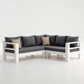 Sofa ogrodowa, 2-częściowy taras narożna sofa biały antracyt z poduszką z litego drewna sosnowego kształt litery 220 x 220 x 85 cm