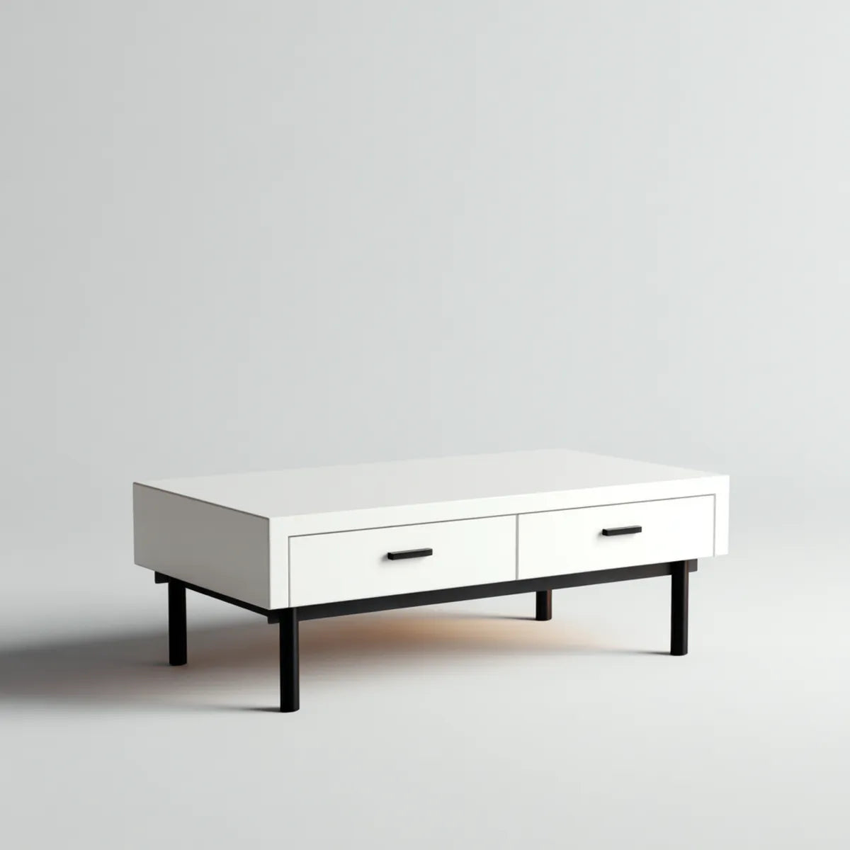 Stolik kawowy, Stół kawowy z 2 szufladami czarno-białymi 100 x 60 x 40 cm MDF prostokątna stal