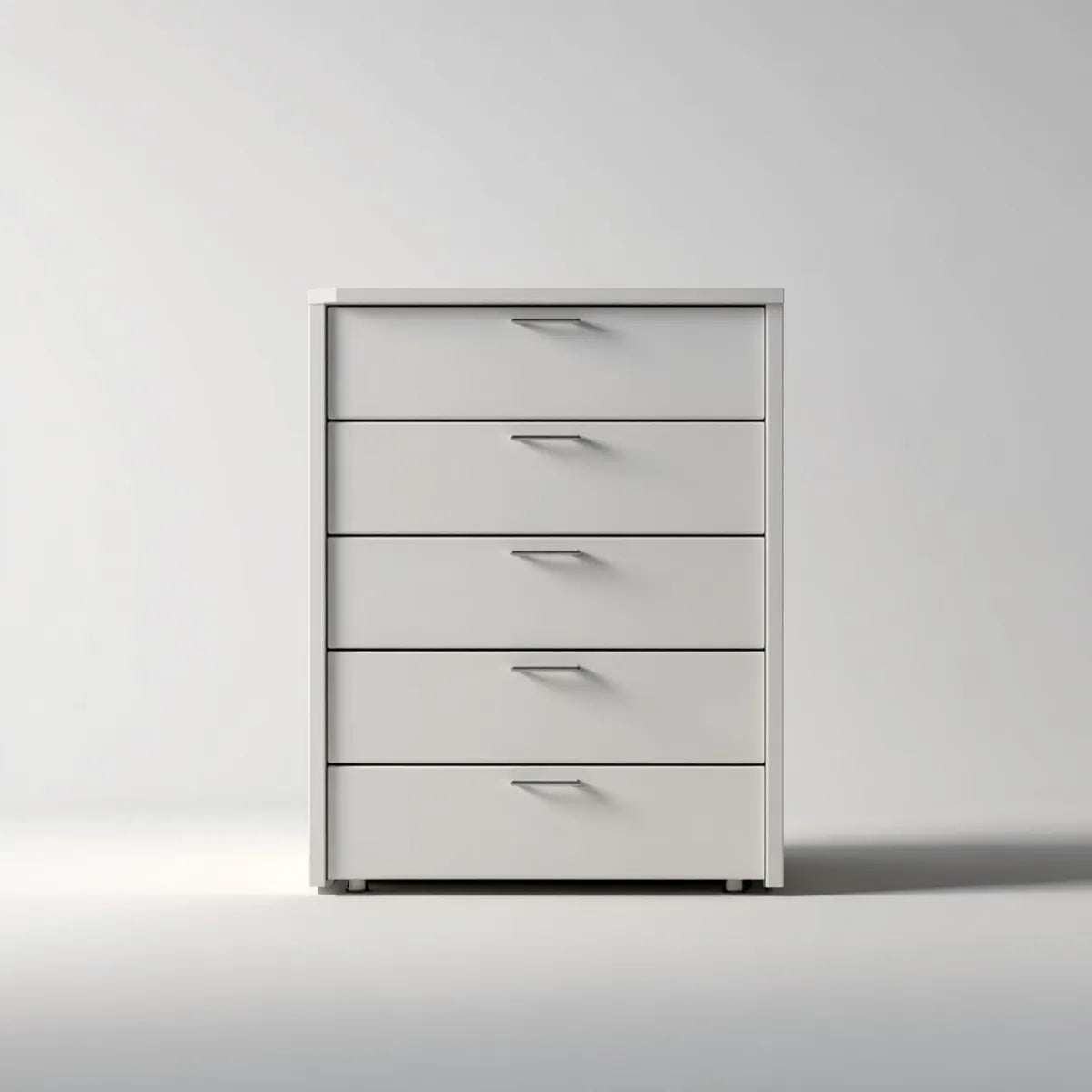 Komoda, Kommode 5 białe prostokątne szuflady z płyty melaminowanej 80 x 40 x 120 cm