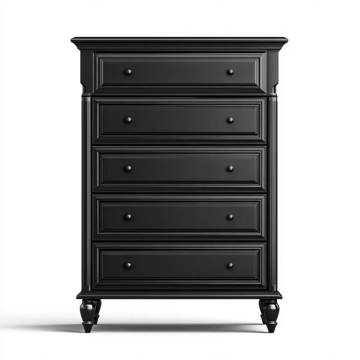 Komoda, Prostokątny komfort 5 szuflad czarny 90 x 45 x 120 cm w panelach MDF