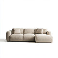 Sofa, narożna sofa 3- fotelik z powrotem prawy beżowy 280 x 160 x 85 cm poliester prostokątna