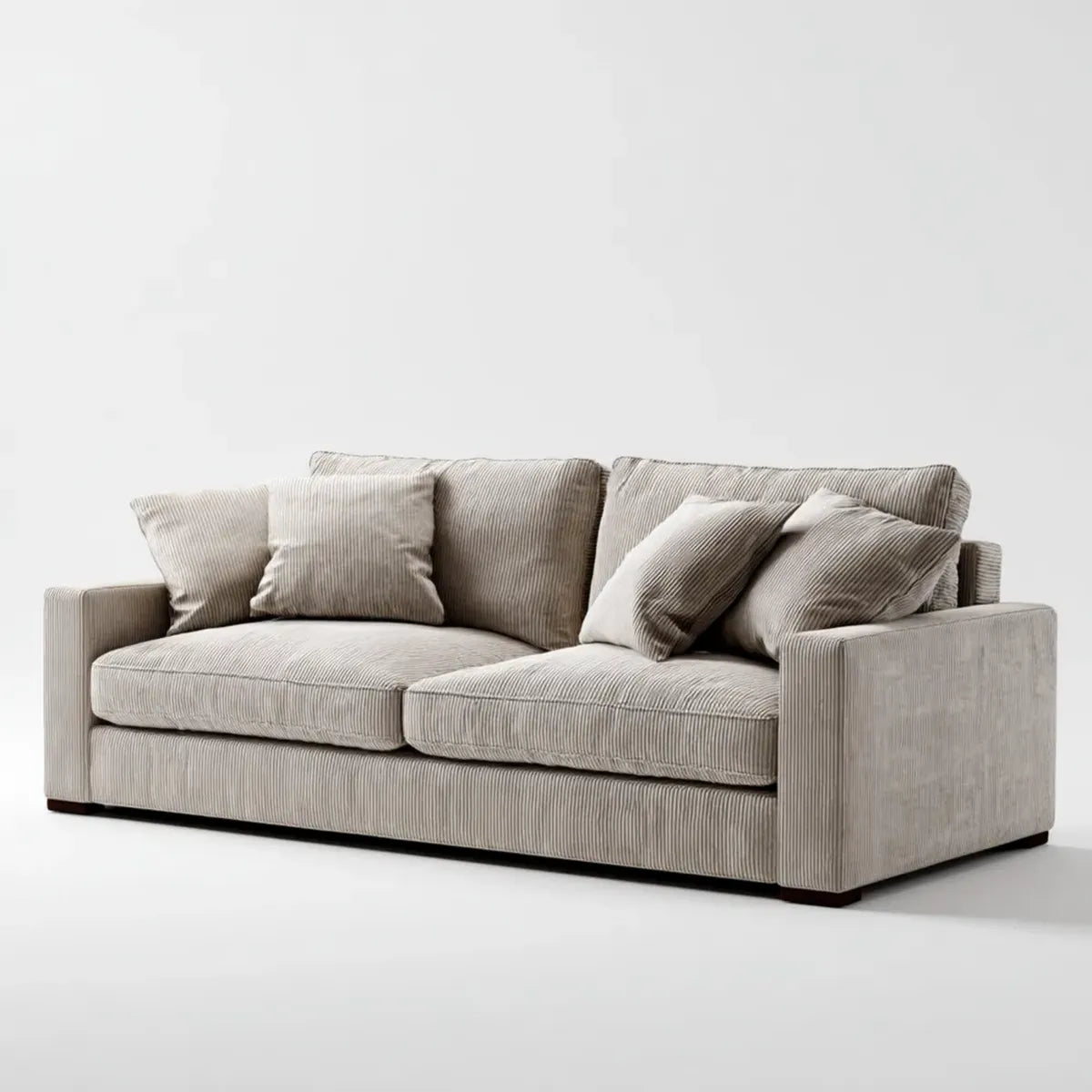 Sofa, 2-osobowa kanapa beżowa 210 x 95 x 85 cm prostokątna poliestrowa