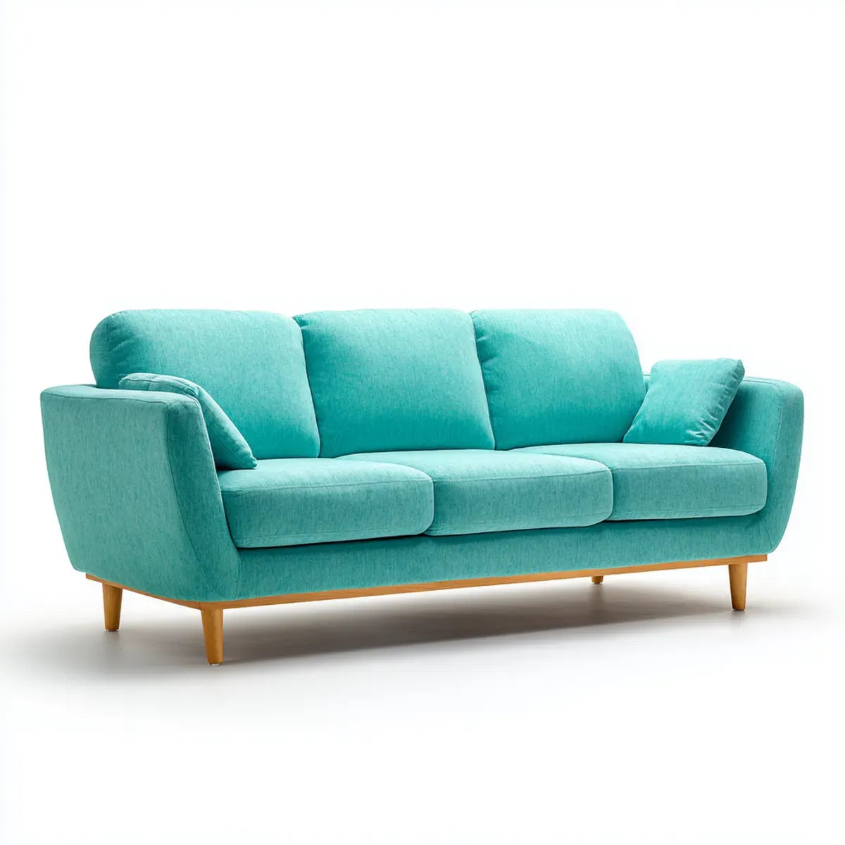 sofa 3-osobowa turkusowa 220 x 90 x 85 cm poliestrowy aksamit lite drewno prostokątne