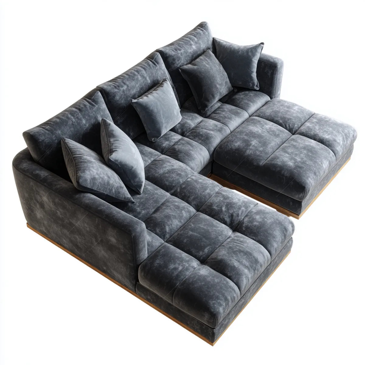 Sofa, Modułowa sofa w kształcie nierozrobionego antracytu 310 x 210 x 85 cm z tapicerką poliestrową i wyściełaną pianką
