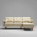 Sofa, Kanapa narożna z kremem rekamieru prawego 250 x 160 x 85 cm PU sztuczna skóra 3-osobowa kształt litery L