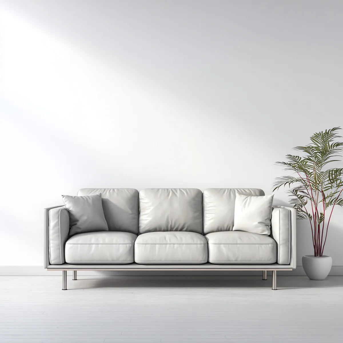 Sofa, 3- fotela biała 220 x 90 x 85 cm PU- sztuczny prostokątna