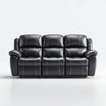 Sofa, 3- fotela czarny wykonany ze sztucznego skóry PU kształt prosty 208 x 95 x 102 cm