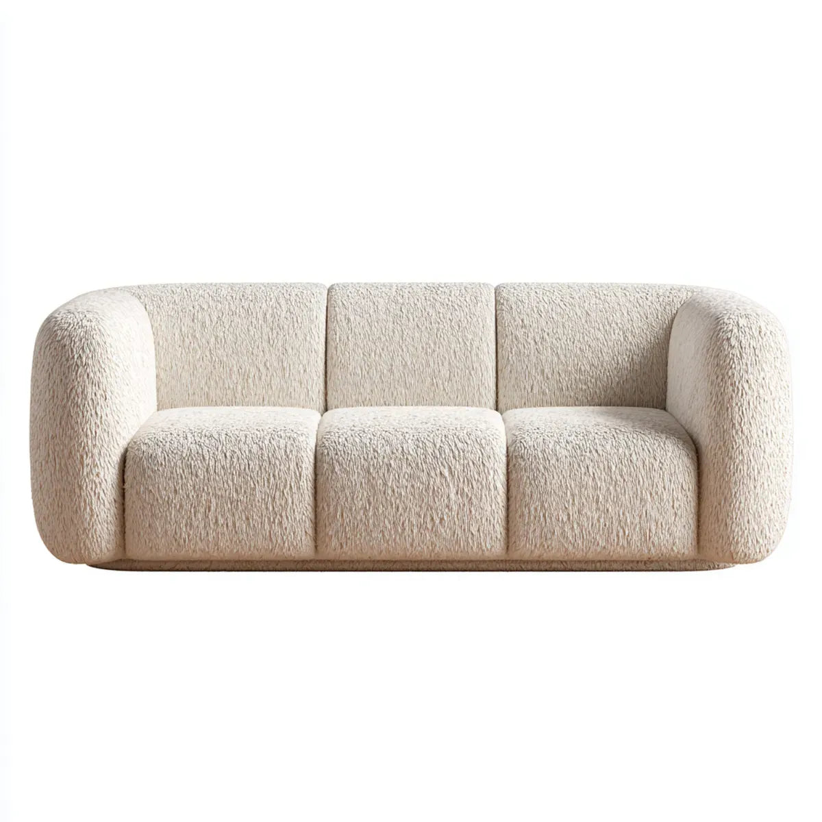 Sofa, 3-osobowa kanapa śmietana 230 x 95 x 72 cm poliestrowy bookle prostokątna