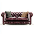 Sofa, 2-osobowa Chesterfield Sofa Bordeaux czerwony 180 x 90 x 75 cm PU- Sztuczna skóra prostokątna