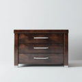 Komoda, 3 szuflady ciemnobrązowe 120 x 45 x 85 cm w prostokątnych płytach MDF