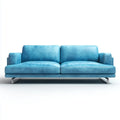 Sofa, 3- fotela sofa niebieski 220 x 95 x 85 cm poliester włącznie prostokątna