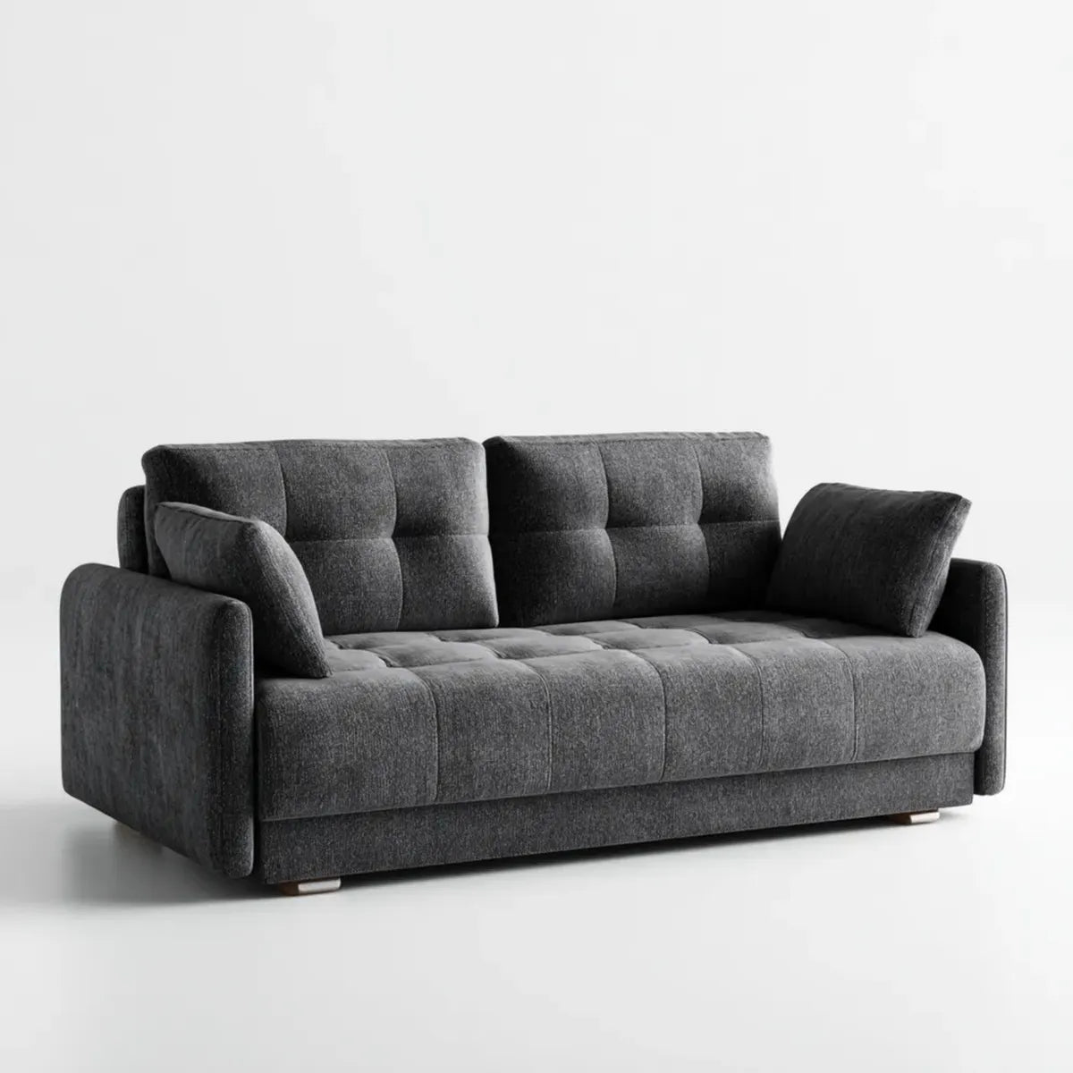 Sofa, 3-fotela Ciemny szary 220 x 95 x 90 cm z tapicerką poliestrową i prostym kształtem